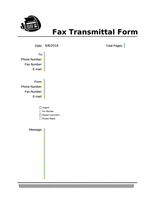 Fillable Fax Transmittal Form Printable pdf