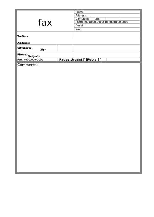 Fax Cover Sheet With Comments Printable pdf