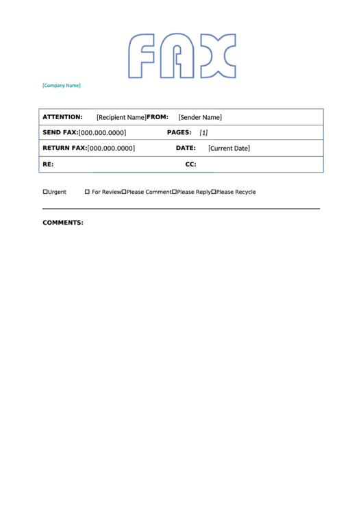 Fax Cover Sheet - Blue Printable pdf