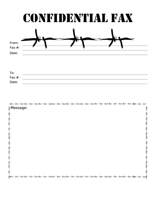 Barbed Wire Confidential Fax Cover Sheet Printable pdf
