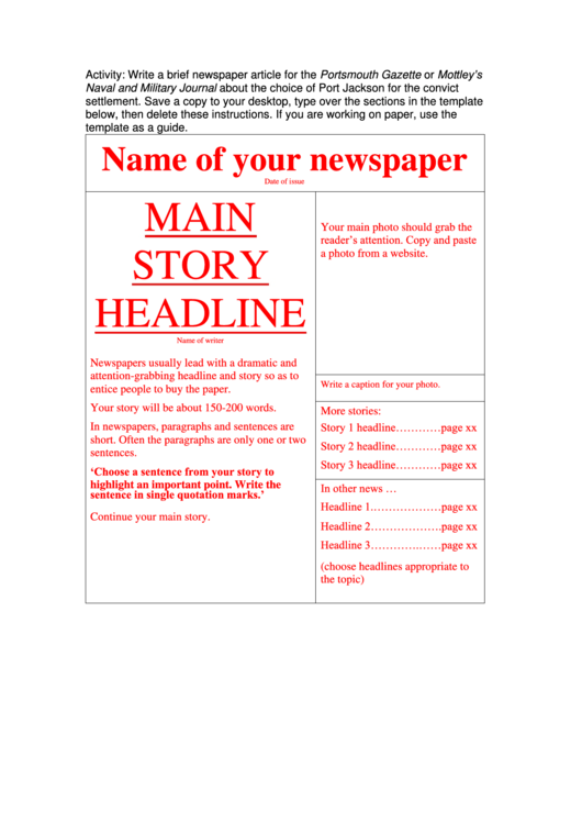 Newspaper Template Printable pdf
