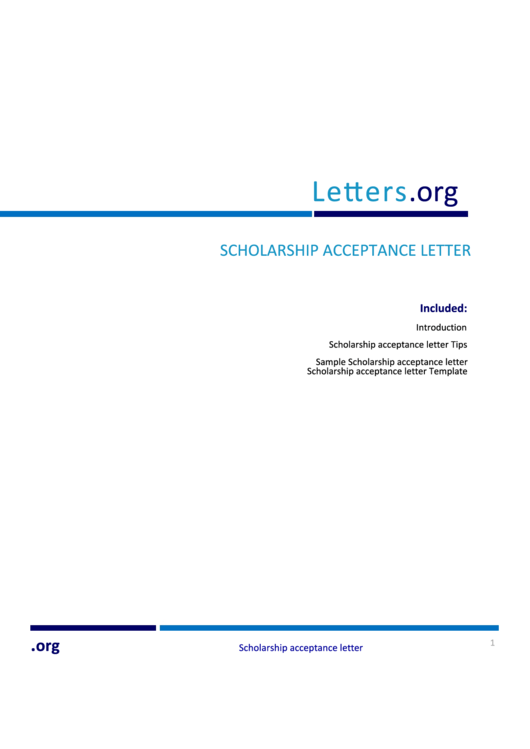 Scholarship Acceptance Letter Printable pdf