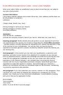 Front Office Assistant Cover Letter Template