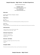 Sample Resume - High School - No Work Experience Printable pdf