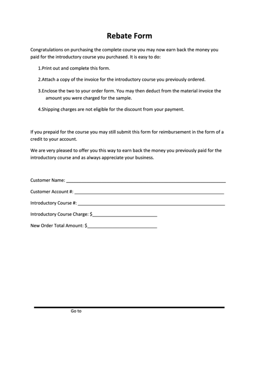 Blank Rebate Form Template Printable Pdf Download