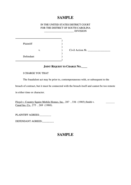 Joint Request To Charge Printable pdf