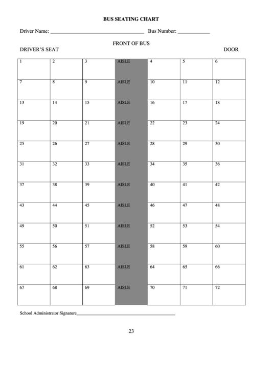 Bus Seating Chart Printable pdf