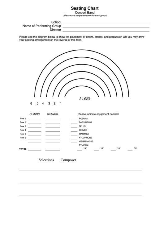 Seating Chart - Concert Band Printable pdf