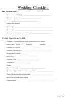 Blank Wedding Checklist
