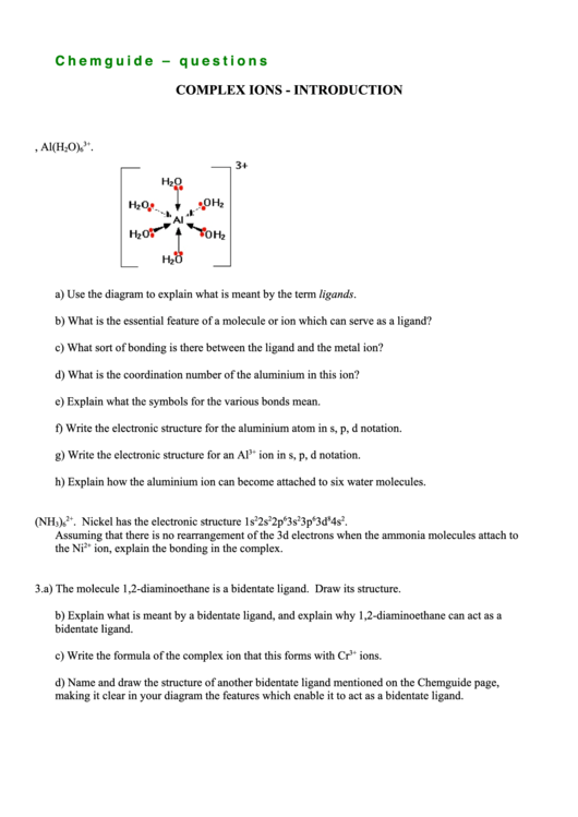 Complex Ions Worksheet Printable pdf