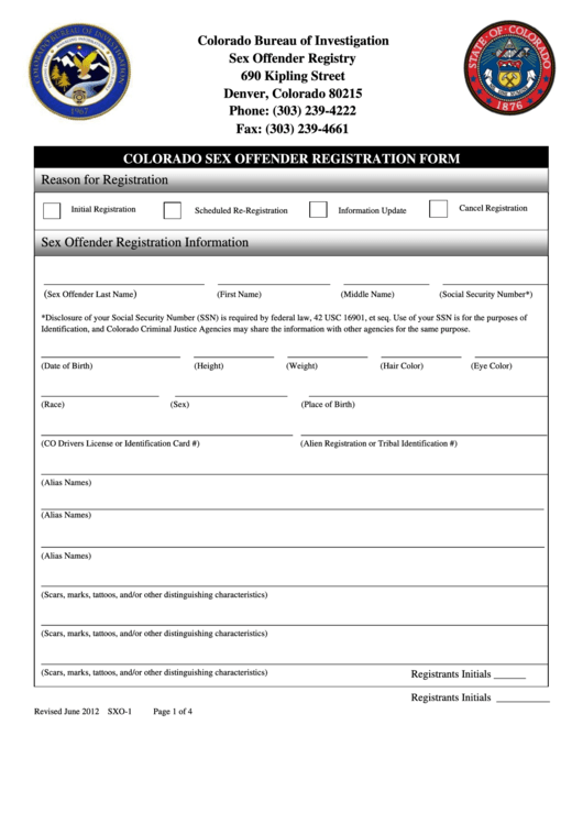 Colorado Sex Offender Registration Form