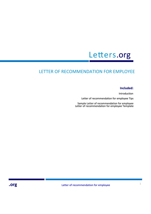 Letter Of Recommendation For Employee Template Printable pdf