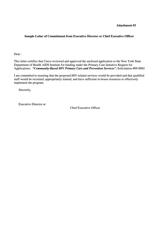 Sample Letter Of Commitment From Executive Director Or Chief Executive Officer Printable pdf