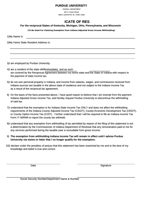 Icate Of Resi printable pdf download