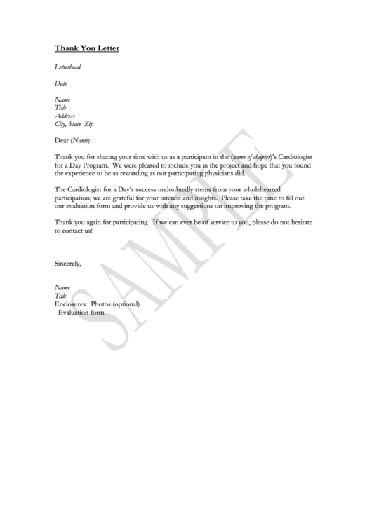 Thank You Letter To Interns Printable pdf