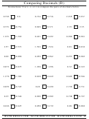 Comparing Decimals (D) Worksheet Printable pdf