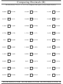 Comparing Decimals (B) Worksheet Printable pdf