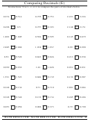 Comparing Decimals (E) Worksheet Printable pdf
