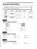 Decimal And Fractions Worksheet With Answer Key