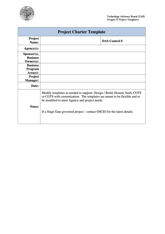 Project Charter Template Printable pdf