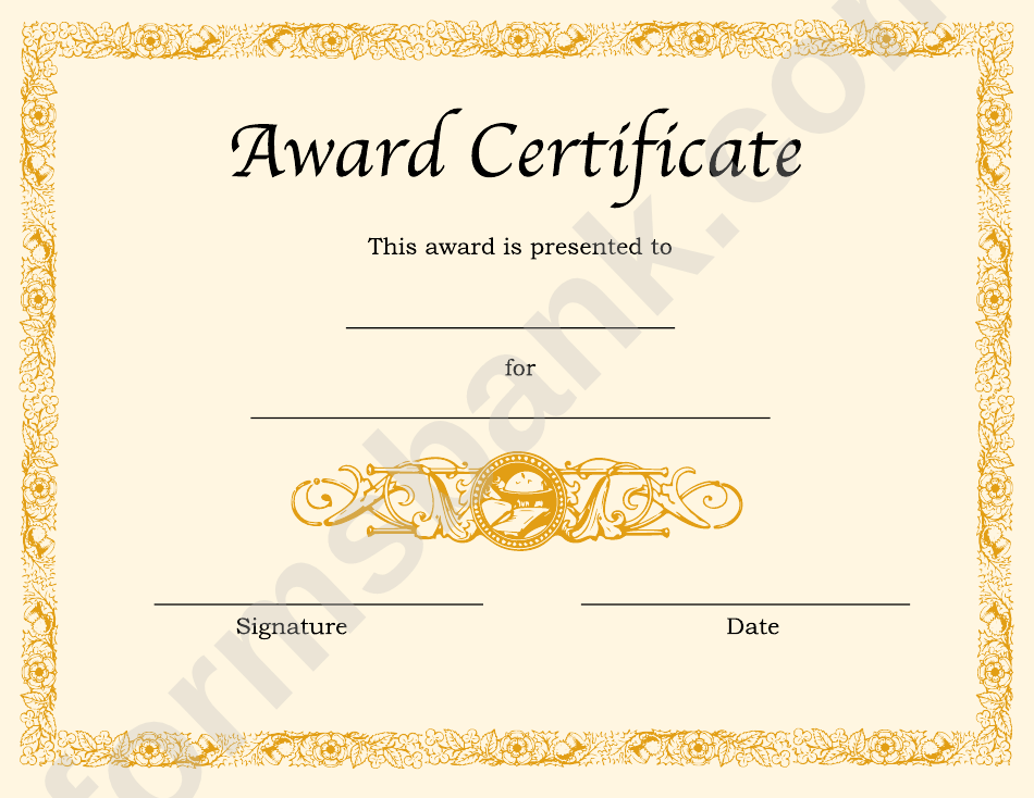 Award Certification