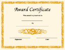 Award Certification