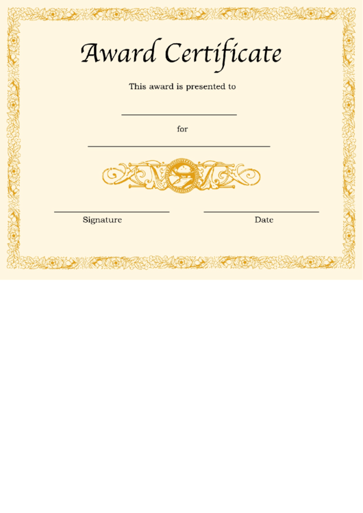 Award Certification Printable pdf