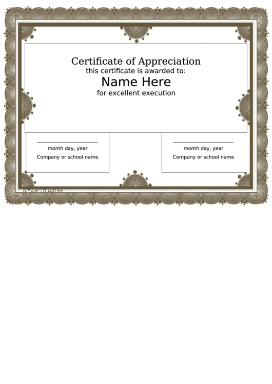 Certificate Of Appreciation Printable pdf