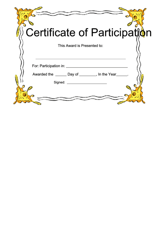Certificate Of Participation Printable pdf