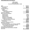 Sample Multiple-step Income Statement