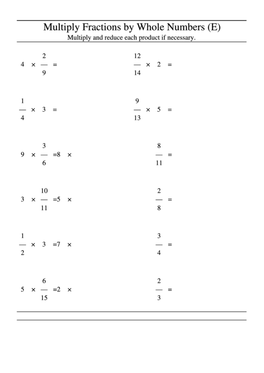 Multiply Fractions By Whole Numbers