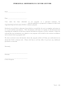 Personal Reference Cover Letter