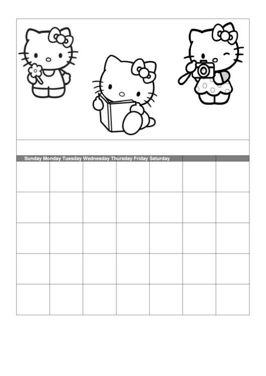 Blank Hello Kitty Calendar Template Printable pdf