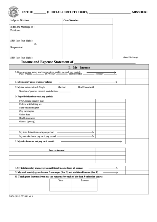 Income And Expense Statement