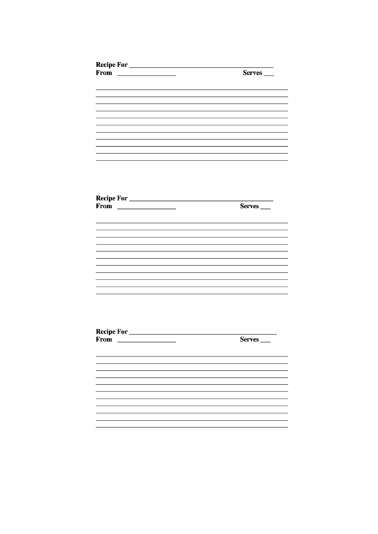 Blank Recipe Sheets Printable pdf