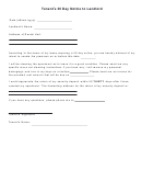 Tenant's 30 Day Notice To Landlord