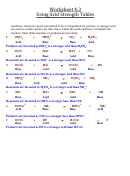 Using Acid Strength Tables Chemistry Worksheets