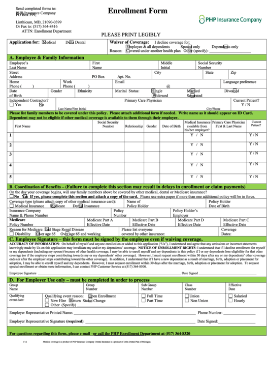Enrollment Form Fill And Sign Printable Template Online Us Legal Forms