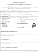 Parent/student Survey To Assist The Teachers(s) In Planning For Instruction