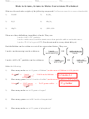 Mole Calculation Worksheet