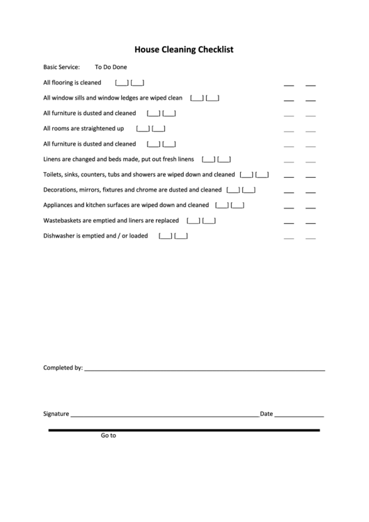 House Cleaning Checklist Template Printable pdf