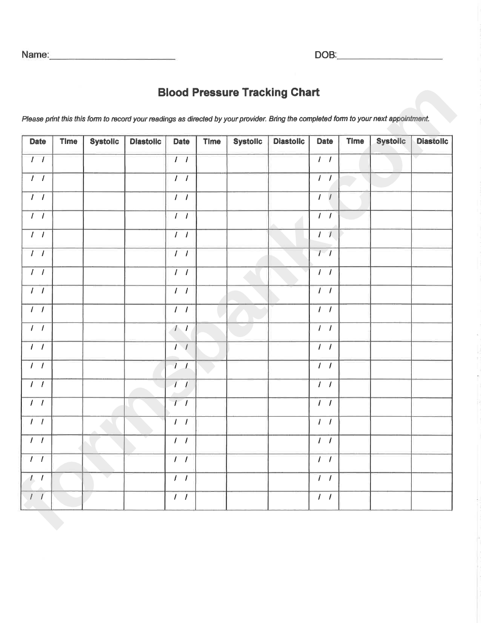 Blood Pressure Tracking Chart