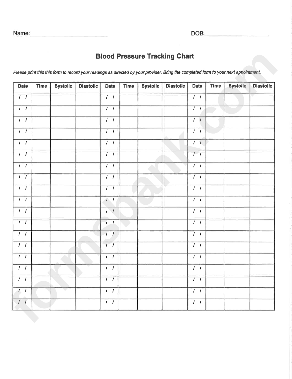 Blood Pressure Tracking Chart Printable Pdf Download