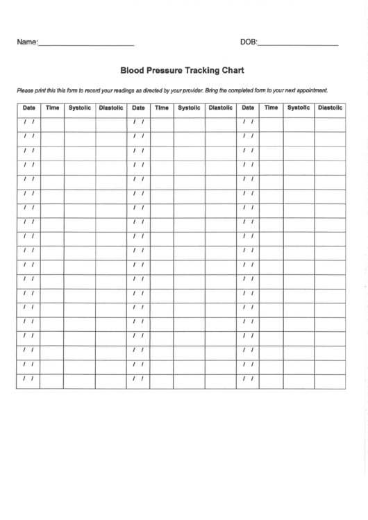 Blood Pressure Tracking Chart Printable pdf