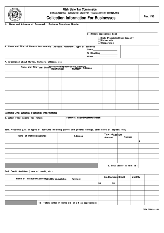 Collection Information For Businesses Printable pdf