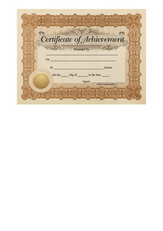 Certificate Of Achievement Printable pdf