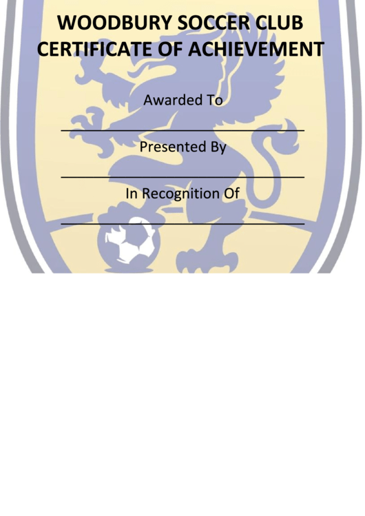 Soccer Club Certificate