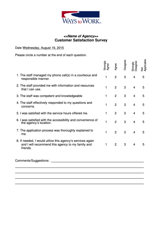 General Customer Satisfaction Survey Printable pdf