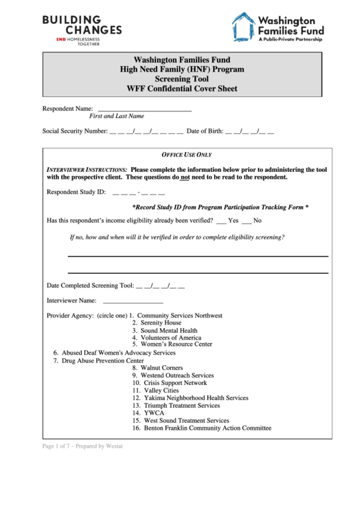 Wff Confidential Cover Sheet Printable pdf