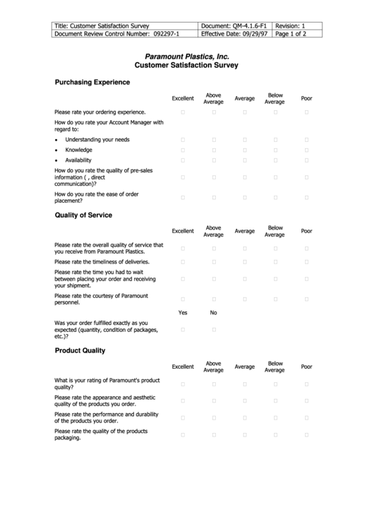 Customer Satisfaction Survey 3 Printable pdf